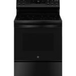 GE - 5.3 Cu. Ft. Freestanding Electric Range with Self-Clean and Steam Cleaning Option and Crisp Mode - Black