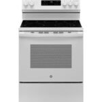 GE - 5.3 Cu. Ft. Freestanding Electric Range with Self-Clean and Steam Cleaning Option and Crisp Mode - White
