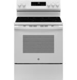 GE - 5.3 Cu. Ft. Freestanding Electric Range with Self-Clean and Steam Cleaning Option and Crisp Mode - White