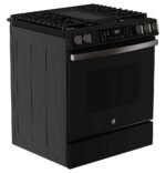 GE - 5.3 Cu. Ft. Slide-In Gas Convection Range with Steam Cleaning and EasyWash Tray - Black Slate - Image 3