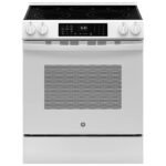 GE - 5.3 Cu. Ft. Slide-In Electric Convection Range with Steam Cleaning and EasyWash Oven Tray - White