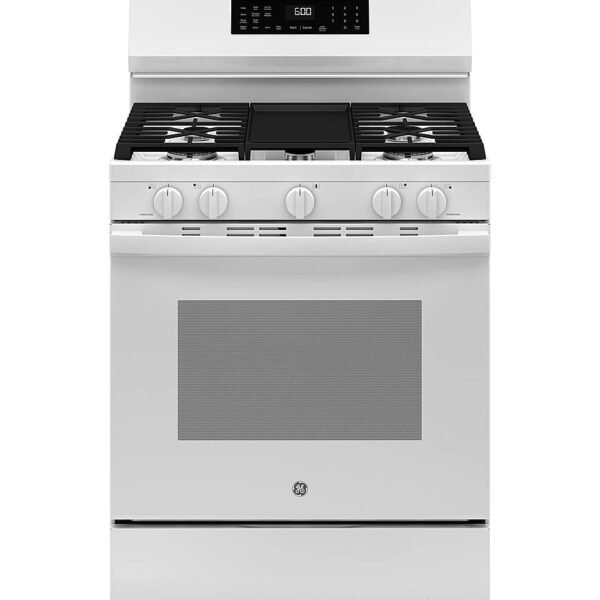 GE 5.3 Cu. Ft. Freestanding Gas Convection Range Steam Cleaning EasyWash Oven Tray White from Kings Outlet