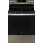 GE - 5.3 Cu. Ft. Freestanding Electric Convection Range with Steam Cleaning and EasyWash Tray - Slate