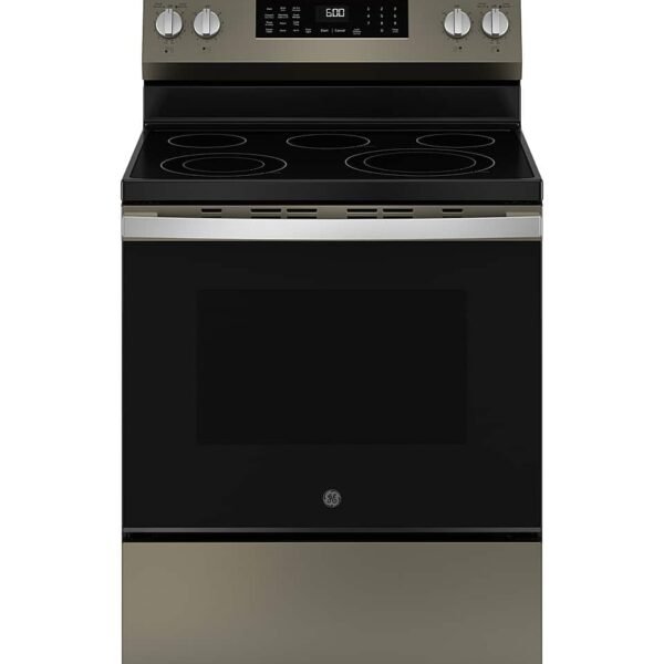 GE 5.3 Cu. Ft. Freestanding Electric Convection Range Steam Cleaning EasyWash Tray Slate from Kings Outlet