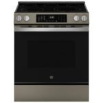 GE - 5.3 Cu. Ft. Slide-In Electric Convection Range with Steam Cleaning and EasyWash Oven Tray - Slate