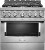 KitchenAid Commercial-Style 5.1 Cu. Ft. Slide-In Gas True Convection Range Self-Cleaning Stainless Steel from Kings Outlet