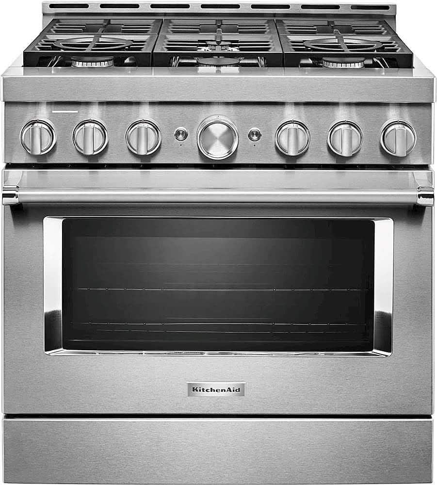 KitchenAid Commercial-Style 5.1 Cu. Ft. Slide-In Gas True Convection Range Self-Cleaning Stainless Steel from Kings Outlet