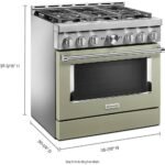 KitchenAid - Commercial-Style 5.1 Cu. Ft. Slide-In Gas True Convection Range with Self-Cleaning - Avocado Cream - Image 3