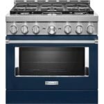 KitchenAid - Commercial-Style 5.1 Cu. Ft. Slide-In Gas True Convection Range with Self-Cleaning - Ink Blue
