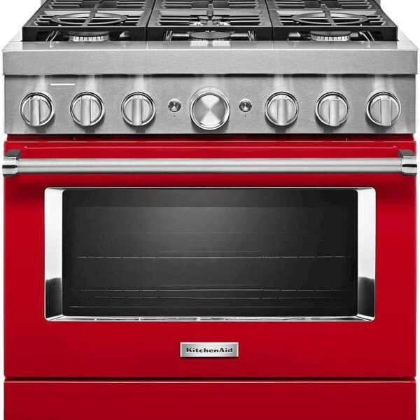 KitchenAid Commercial-Style 5.1 Cu. Ft. Slide-In Gas True Convection Range Self-Cleaning Passion Red from Kings Outlet