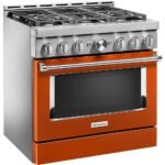 KitchenAid - Commercial-Style 5.1 Cu. Ft. Slide-In Gas True Convection Range with Self-Cleaning - Scorched Orange - Image 2