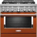 KitchenAid - Commercial-Style 5.1 Cu. Ft. Slide-In Gas True Convection Range with Self-Cleaning - Scorched Orange