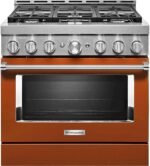 KitchenAid - Commercial-Style 5.1 Cu. Ft. Slide-In Gas True Convection Range with Self-Cleaning - Scorched Orange