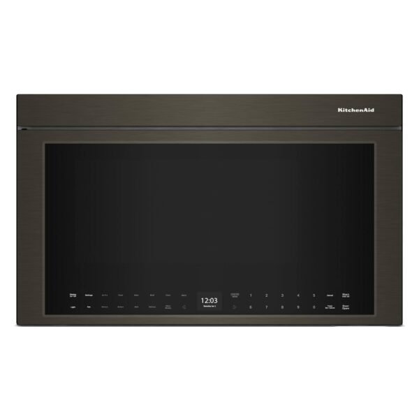KitchenAid 1.1 Cu. Ft. Convection Flush Built-In Over-the-Range Microwave Air Fry Mode Black Stainless from Kings Outlet