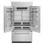 KitchenAid 24.2 Cu. Ft. 42" Width Built-In Stainless French Door Refrigerator Platinum Interior Design from Kings Outlet