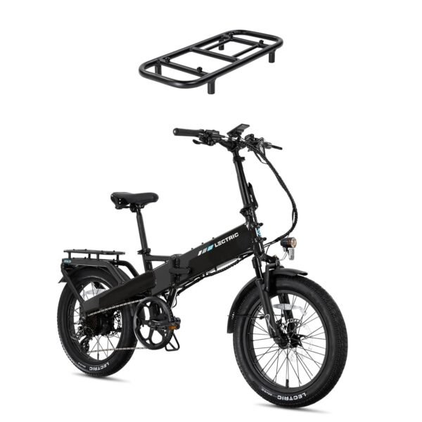 Lectric eBikes XP4 Step-Over Foldable eBike Max 50mi/28mph + LevelUp Rack Tempest Grey from Kings Outlet
