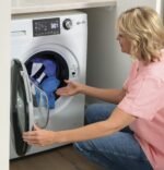 GE - 2.4 Cu. Ft. High-Efficiency Front Load Washer and Electric Condenser Dryer Combo with Steam and Sanitize - White - Image 5