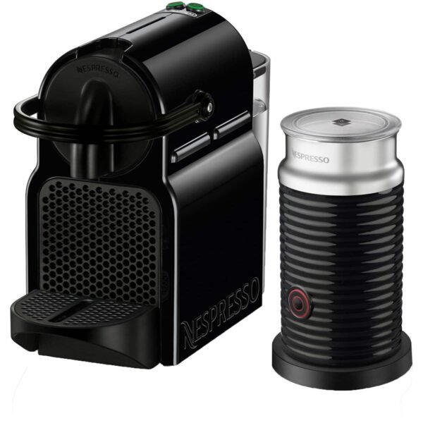 Nespresso Inissia Espresso Machine Aeroccino Milk Frother by DeLonghi Intense Black from Kings Outlet