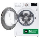 LG - 4.5 Cu. Ft. High-Efficiency Stackable Smart Front Load Washer with Steam and Built-In Intelligence - White - Image 3