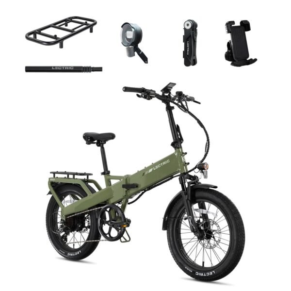 Lectric eBikes XP4 750 Step-Over Foldable Long-Range eBike Max 85mi/28mph + LevelUp Rack/Seat Post/Elite from Kings Outlet