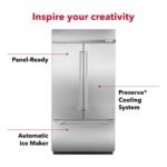 KitchenAid 24.2 Cu. Ft. 42" Width Built-In Stainless French Door Refrigerator Platinum Interior Design from Kings Outlet