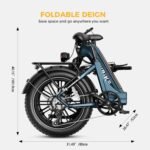 Heybike - Ranger S 1000W - Foldable Step-Thru Fat-Tire Ebike 55mi Max Range 28mph Max Speed - UL Certified - Blue - Image 3