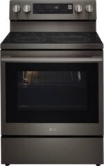 LG - 6.3 Cu. Ft. Freestanding Electric True Convection Smart Range with Air Fry and Premium Handle - Black Stainless Steel