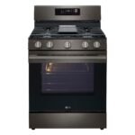 LG - 6.3 Cu. Ft. Freestanding Gas True Convection Smart Range with EasyClean, Air Fry and Premium Handle - Black Stainless Steel