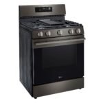 LG - 6.3 Cu. Ft. Freestanding Gas True Convection Smart Range with EasyClean, Air Fry and Premium Handle - Black Stainless Steel - Image 2