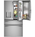 GE Profile - 22.3 Cu. Ft. 4-Door French Door Counter-Depth Smart Refrigerator with Door-in-Door Storage - Stainless Steel - Image 6