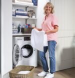 GE - 2.4 Cu. Ft. High-Efficiency Front Load Washer and Electric Condenser Dryer Combo with Steam and Sanitize - White - Image 7