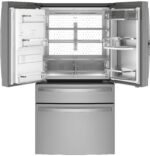 GE Profile - 22.3 Cu. Ft. 4-Door French Door Counter-Depth Smart Refrigerator with Door-in-Door Storage - Stainless Steel - Image 4