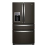 Whirlpool - 26 Cu. Ft. Wide 4 Door Refrigerator with Prep and Store Bins - Black Stainless Steel