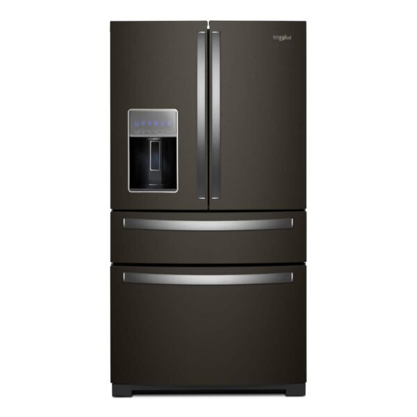 Whirlpool 26 Cu. Ft. Wide 4 Door Refrigerator Prep Store Bins Black Stainless Steel from Kings Outlet